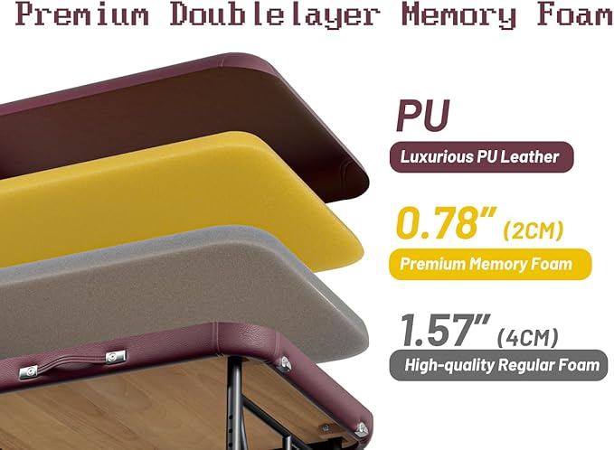 Professional Massage Table Portable 2 Fold Premium Memory Foam Aluminium Leg Hold Up to 1100LBS 8 Heights Adjustable with Carrying Bag Burgundy