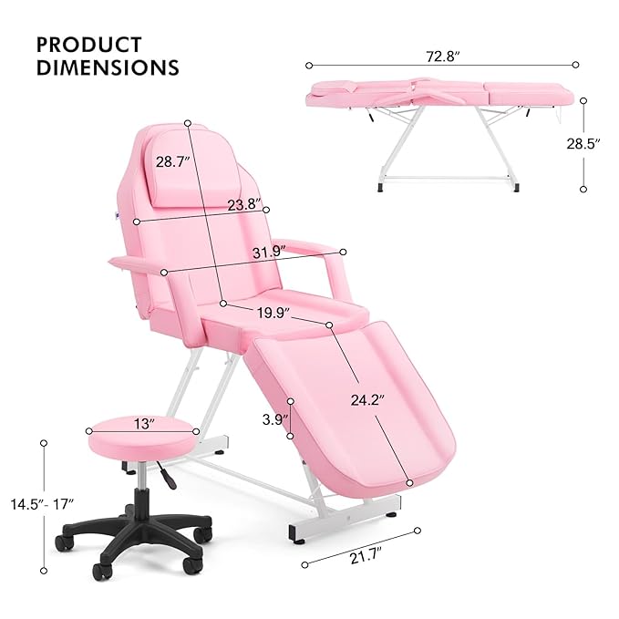 Artist hand Facial Bed Lash Bed for Eyelash Extensions (Pink)