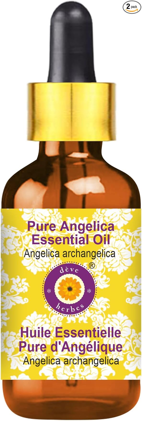 Deve Herbes Pure Angelica Essential Oil (Angelica archangelica) with Glass Dropper Steam Distilled 100ml (3.38 oz)