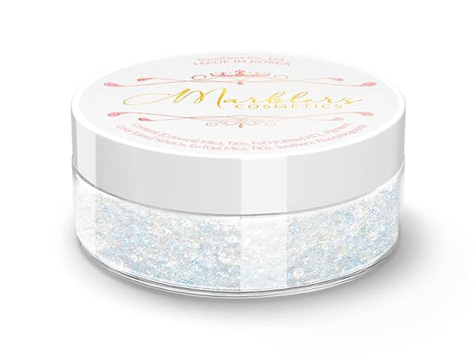MARBLERS Chunky Natural Mica Powder [White Blue Pearl] 0.11oz (3g) | Highly Pigmented | Non-Toxic, Vegan, Cruelty-Free | Eyeshadow, Body Butter, Nail Polish, Nail Art | Party, Body, Face Makeup