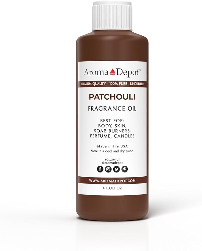 Aroma Depot Patchouli 4 oz. Fragrance Oil I Perfume I Skin Oil I Scented. DIY Projects Such as Candles, Bath Bombs, Body Butters, Creams & Lotions. Few Drops in The Diffuser, Burners, or Warmers.
