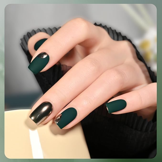GAOY Green Gel Nail Polish Set, 6 Colors Dark Forest Green Blue Gray Soak Off UV Light Cure Gel Polish Kit for Salon and Nail Art DIY at Home
