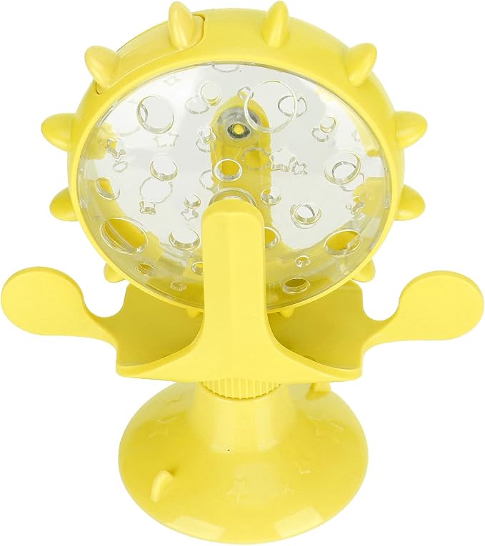 VINGVO Cat Treat Dispenser Toy, Interactive Cat Feeder 360 Degree Rotating Windmill Leaking Food Toy for Indoor Cats with Suction Cup Cat Camera Treat Dispenser Cat Treat Dispenser Toy