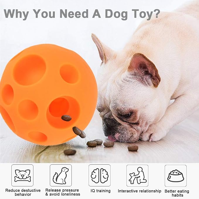 Tricky Treat Ball - Food Dispensing Dog Toy, Soft Rubber 3D Surface, Easy Grip for Small & Medium Dogs