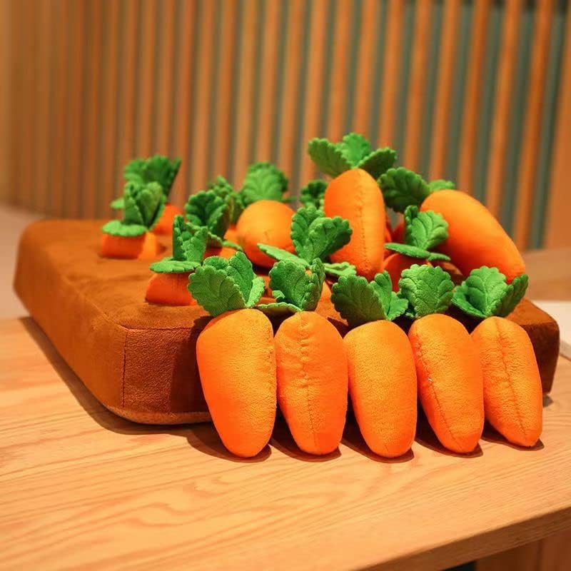 Carrot Snuffle Mat for Dogs, Interactive Dog Plush Puzzle Toys, 2 in 1 Non-Slip Nosework Feed Games, Pet Stress Relief with 12 Carrots