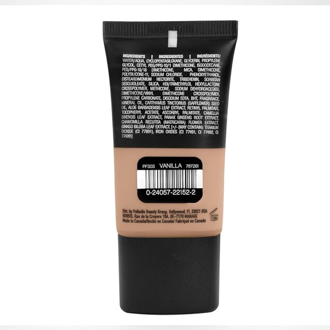 Palladio Liquid Foundation 0.91 Ounce, Vanilla