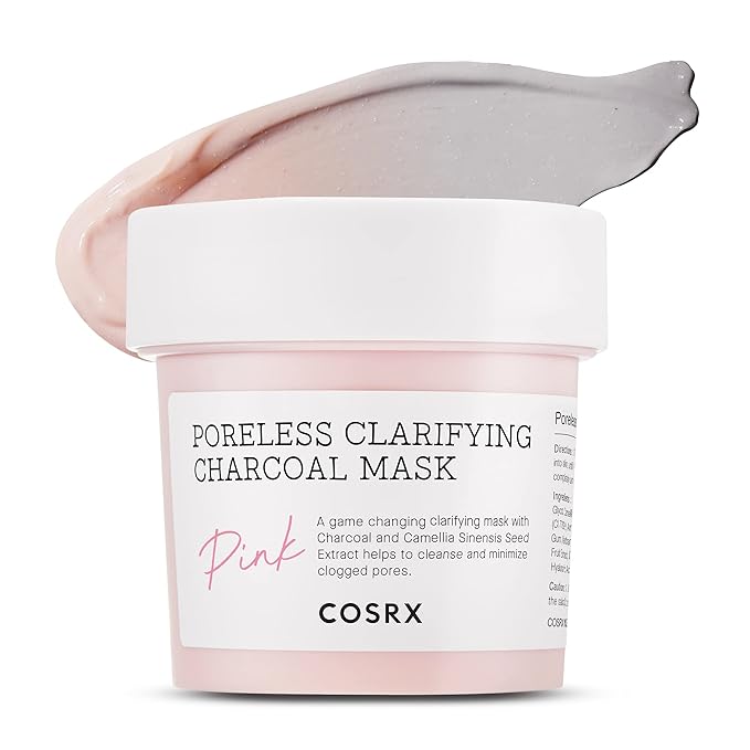 COSRX Pink Pore Clarifying Charcoal Mask 3.8 fl. oz / 110g Blackheads, Pores, Acne Control, Color Changing Fun Skincare, Detox Face Clay Mask, Wash Off Type, Korean Skin Care