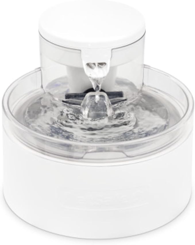 PetSafe Outlast Pumpless Cat Water Fountain, 60 oz/1.7L, Dishwasher Safe | Pumpless HydroSpin Design Circulates 60 Oz Water, Ion-x Carbon/Ion-Exchange Filter, Smart Sensors Slow Flow at Night