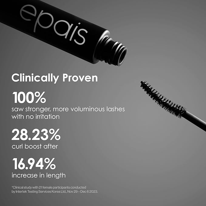 Epais Eyelash Black Tinted Serum, 2-in-1 Lash Growth Enhancer and Tinting Treatment, 7 Peptides and Biotin Formula for Longer Thicker Lashes, Charcoal-Based Black Food Complex, Korean Lash Care