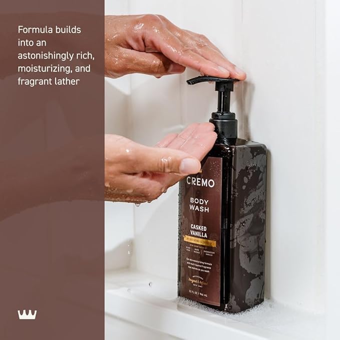 Cremo Rich-Lathering Casked Vanilla Body Wash for Men, 32 Fl Oz