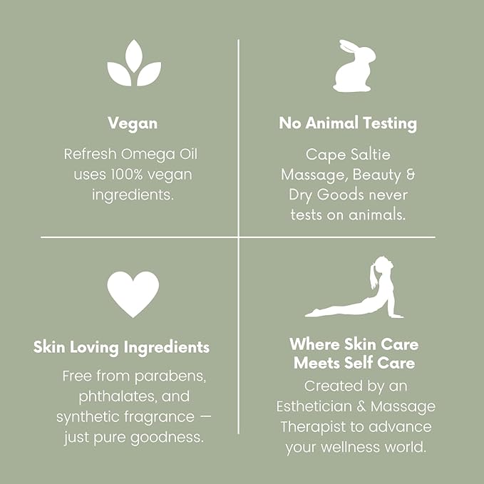 Refresh Omega Glow Facial Massage Oil - PM, 10ml. — Organic Flax Seed Oil, Avocado Oil, Aloe Extract for Lightweight Hydration and Skin Balance.