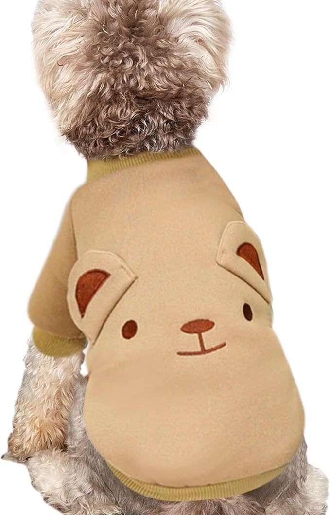 Brown Cute Dog Sweater Soft Winter Clothes for Small Dogs, S | Classic Brown Knit Pullover, Fall Winter Outfit, Elastic Cuffs, Holiday Party Matching, Machine Washable Sweatshirt for Pets