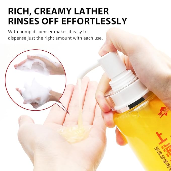 Bee & Flower Sulfur Soap Liquid Shampoo & Body Wash - Daily Head to Toe Skin Care Product for Men and Women - 10.8 Fl Oz - Pack of 1