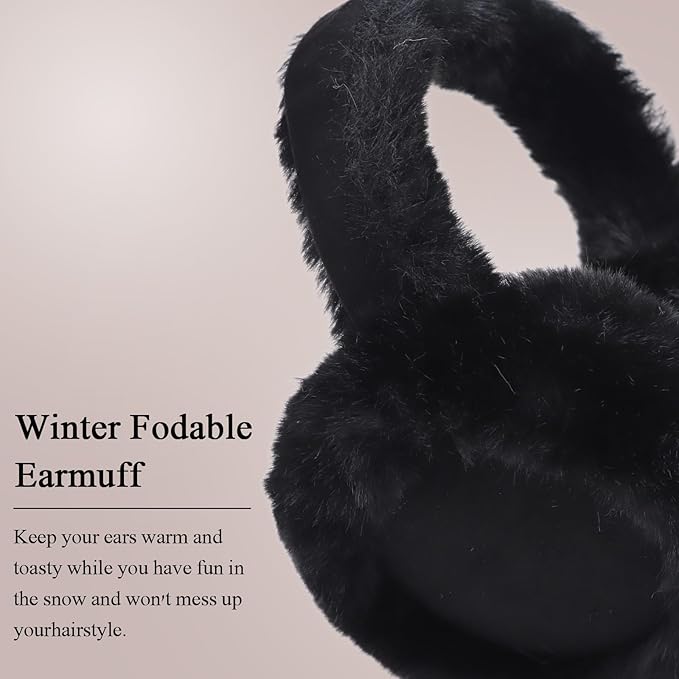Zsedrut Winter Women Earmuff Foldable Ear Warmer Fluffy Ear Cover Warm Outdoor