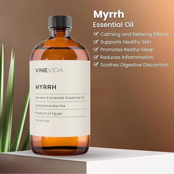 VINEVIDA Myrrh Essential Oil - 16 oz Undiluted - DIY Candle Scents & Bulk for Soap Making