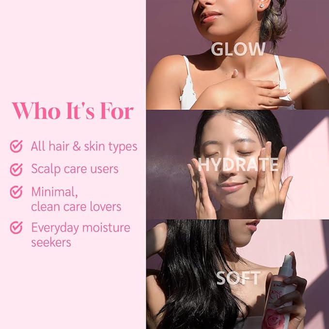 Well's Oil Rosewater Face & Hair Mist Spray (8 fl oz / 236 mL) | Floral Rosewater Hydrosol | Alcohol-Free