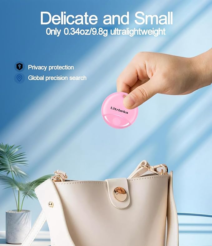 Ultrbeka Air Tracker Tag 4 Pack Bluetooth Item Finder for iPhone – MFi Certified Smart Tracker Compatible with Apple Find My, IP67 Waterproof Key Finder for Keys, Wallet, Luggage, Bike, Backpack
