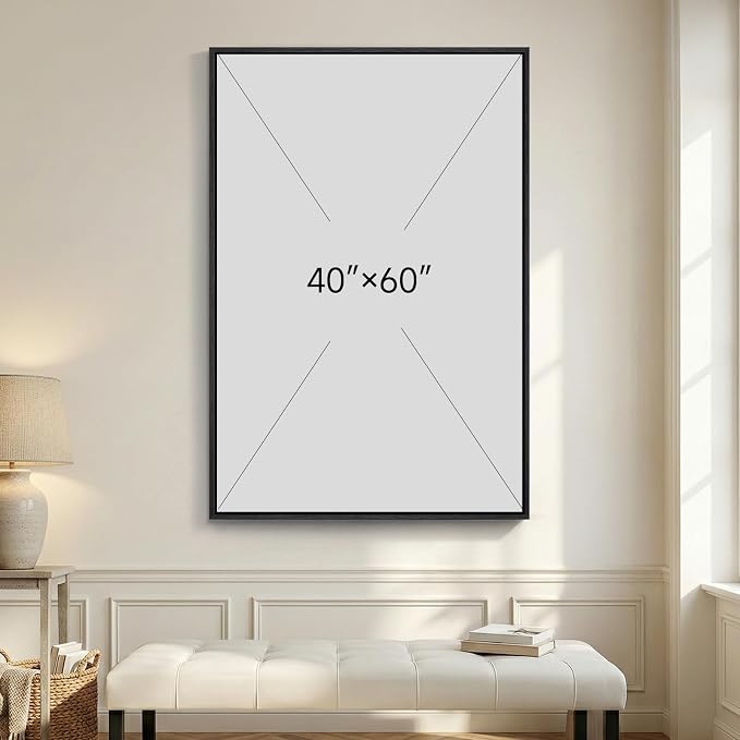 Extra Large Framed Black and White Gold Abstract Wall Art for Living Room, Modern Canvas Prints Vertical Artwork for Walls, Contemporary Art Pictures for Bedroom Dining Room Hallway Wall Decor 40x60 In