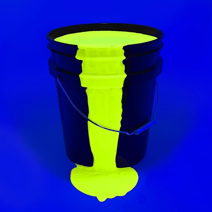 milo UV Neon Yellow Washable Party Paint | 5 Gallon Bucket | Bulk Fluorescent Party Paint for Rave, Events, Concerts | Glows UV in Black Light | Made in USA | Safe for Skin, Washable, and Non Toxic