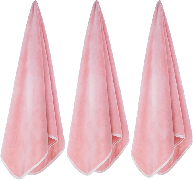Microfiber Gym Towels Bigger Size Super Soft for Exercise Fitness, Sports, Workout, 380-GSM 15-Inch x 31-Inch Quick-Drying Towels (3 Pack, Pure Pink)