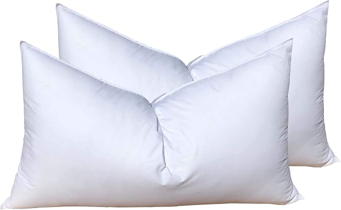 Pillowflex Synthetic Down Pillow Insert 12x24 in - Karate Chop Pillow | Set of 2 - Large Rectangle Sham Forms, Plush Polyester Cotton Blend, Cloud-Like Comfort, Clump-Resistant Fill, Smooth Finish