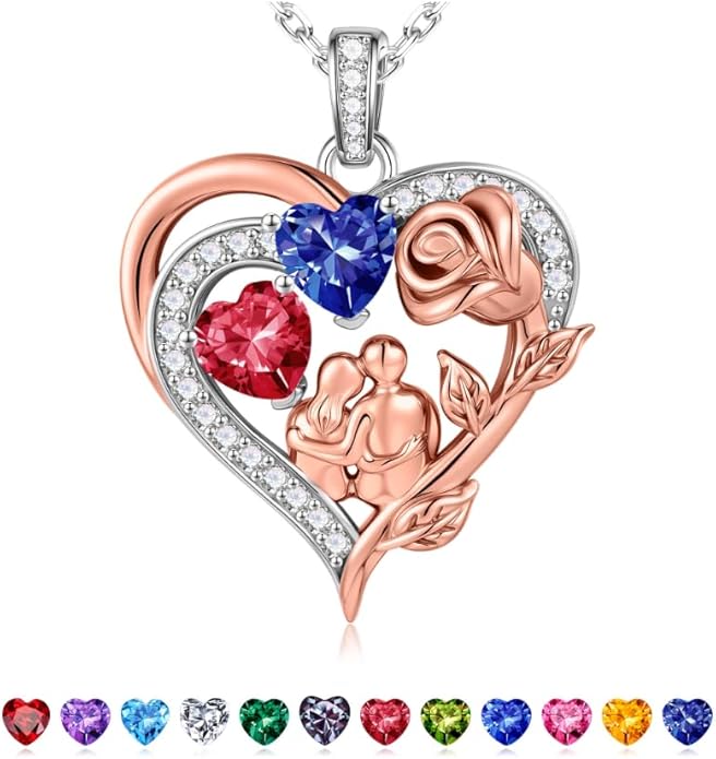 Iefil Valentines Day Gifts for Her - 925 Sterling Silver Birthstone Necklace for Women, Anniversary Birthday Gifts for Wife Girlfriend Mom