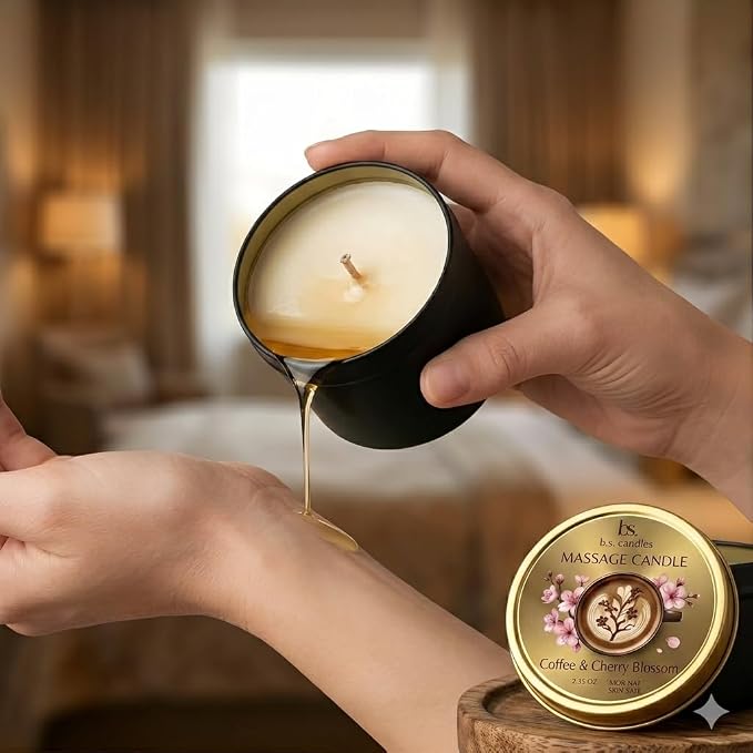 3 Pack Low Temperature Massage Candle Set, Soy Wax Melts into Nourishing Skin Oil with Jojoba & Shea Butter, for Home Spa & Relaxation, 2.35 oz - 3 Scents (Whiskey Sets)
