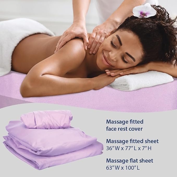 ForPro Premium Microfiber 3-Piece Massage Sheet Set, English Rose, Ultra-Light, Stain and Wrinkle-Resistant, Includes Flat and Fitted Sheet and Face Rest Cover