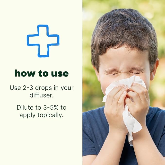 Plant Therapy Kids Sniffle Stopper Essential Oil Blend, 10 mL (1/3 oz), Respiratory Support Essential Oil Blend, Helps Clear Congestion, 100% Pure, Undiluted