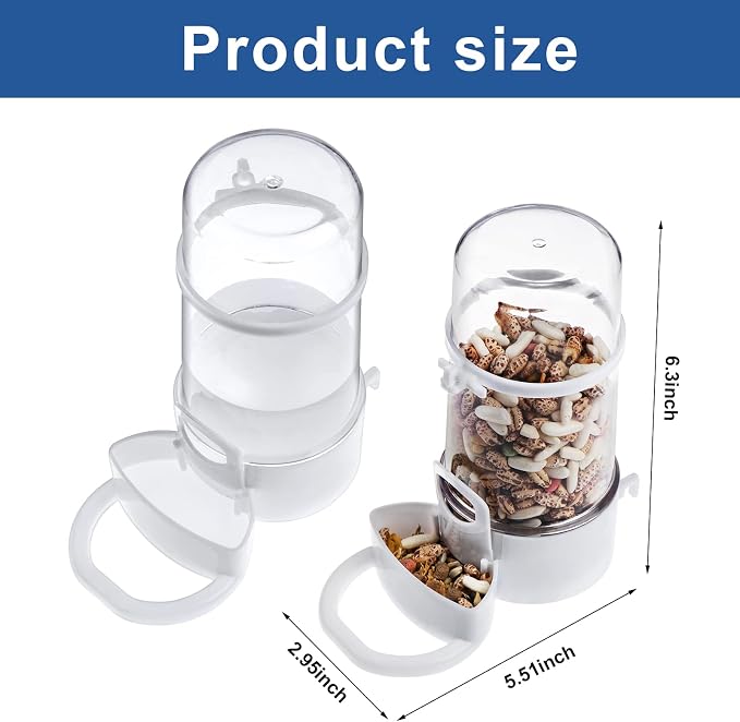 2 Packs Pet Feeder and Waterer, Self Dispensing Automatic Hamster Feeder, Food and Water Dispenser Set,Small Animal Dog Cat Pet Food Bowl, for Dogs Cats Pets Animals, 16x14cm, Blue (Clean)