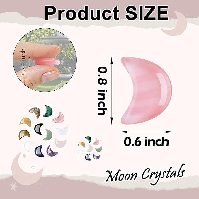 DUQGUHO Moon Stones and Healing Crystals 1 inch Moon Crystal Ornaments Set Energy Balancing Gemstones Meditation Polished Stone Christmas Ornaments Crystal Gifts for Women 12PCS