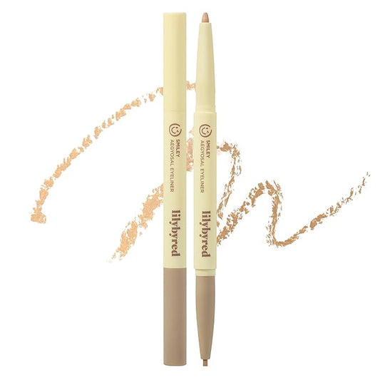 lilybyred Smiley Aegyosal Eyeliner | Korean Aegyosal Highlighter & Contour Pencil, 3-in-1 Multi-Use for Under-Eye, Brows & Lips, 3mm Round & 2mm Flat Tips, Air-Fit Formula, 0.011 oz. (02 Wink Wink)