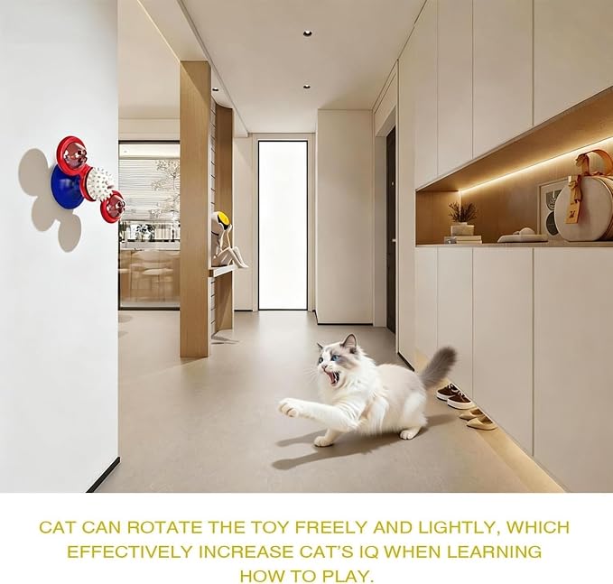 Interactive Cat Toys & Treat Dispenser with Catnip Ball (Aqua)