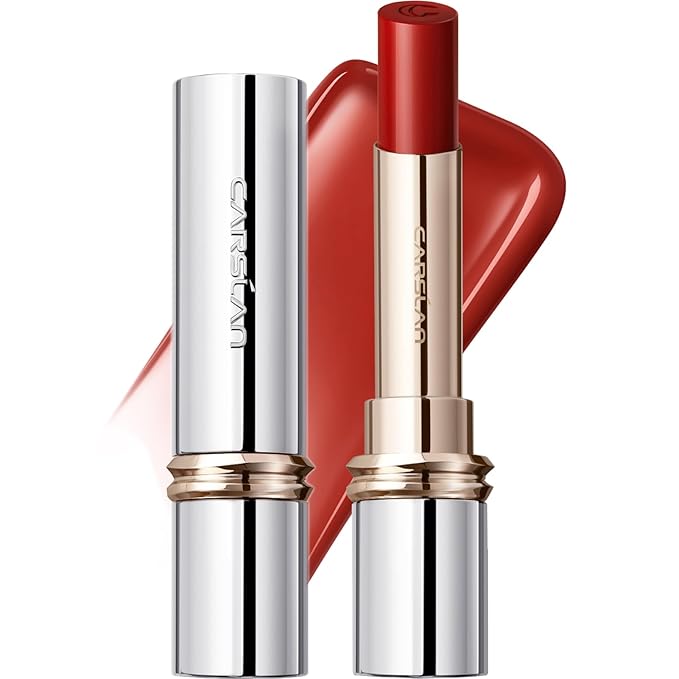 CARSLAN Flood Kissed Lipstick, Hydrating Lip Color Makeup, Natural Lip Gloss Finish with Hyaluronic Acid Formula, Shiny, Smooth, W01