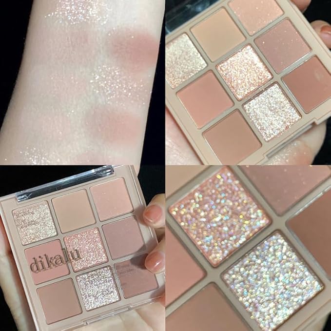 Kayswang 9 Colors Glitter Eyeshadow Makeup Palette, Eye Shadow Powder，Matte High Pigmented Colorful,Creamy Texture, Long LastingEyeshadow Powder Cosmetics,Natural Waterproof (02#)