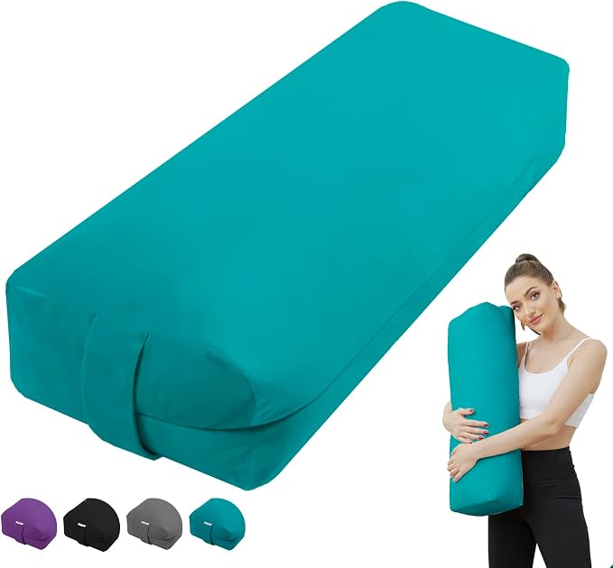 Rectangular Yoga Bolster Pillow, Meditation Pillow for Yin & Restorative Yoga, Filled with Wasted Sponge
