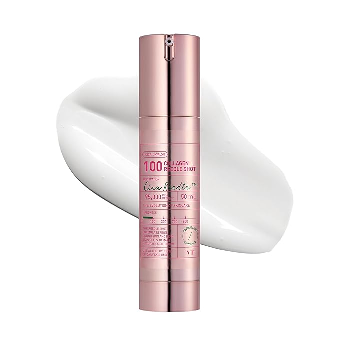 VT COSMETICS Pink Reedle Shot 100, Collagen Microneedling Serum, Firming & Elasticity, 500Da Collaagen Extract, Soft & Glass Skin, Pink Collaagen Serum, Korean Skin Booster 1.69Fl Oz(50ml)