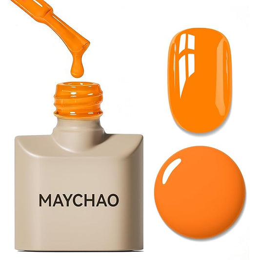 MAYCHAO 15ML Gel Nail Polish 1Pc Neon Bright Orange Gel Polish Soak Off UV LED Nail Polish Nail Art Starter Manicure Salon DIY at Home, 0.5 OZ