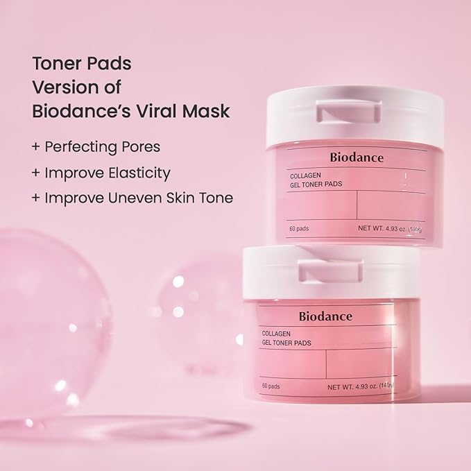 BIODANCE Collagen Pink Glow Trio: Collagen Real Deep Mask & Toner Pads & Peptide Serum for Plumping Hydration, Firming, Korean Skin Care, Gifts for women, Skin Care Set