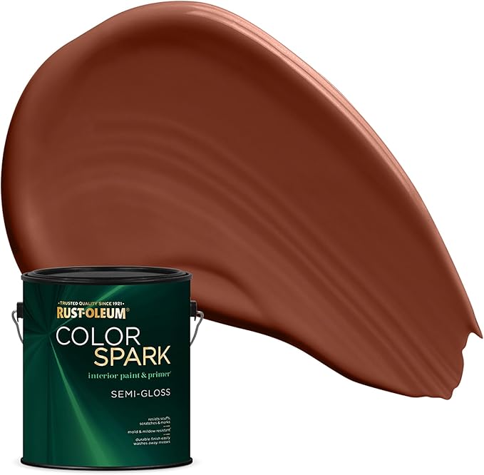 Rust-Oleum Color Spark Interior Paint and Primer in One, Semi-Gloss, Red Rocks, 1 Gallon