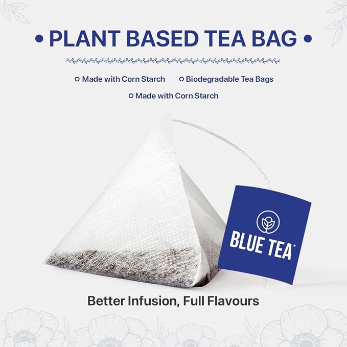 BLUE TEA - Founder’s Favourite Assorted Gift Set | 8 Varieties, 40 Count - Pyramid Plant Based Tea Bag | Caffeine Free - Herbal Tea Sampler | Tea Variety Pack | Gifts for Him and Her