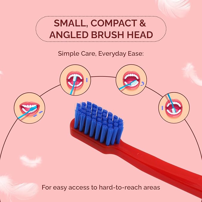 Ved ProCura Ultra Soft Toothbrush – Gentle Manual Toothbrush for Adults with 5,460 Super Soft Bristles for Sensitive Teeth and Gums (RED)