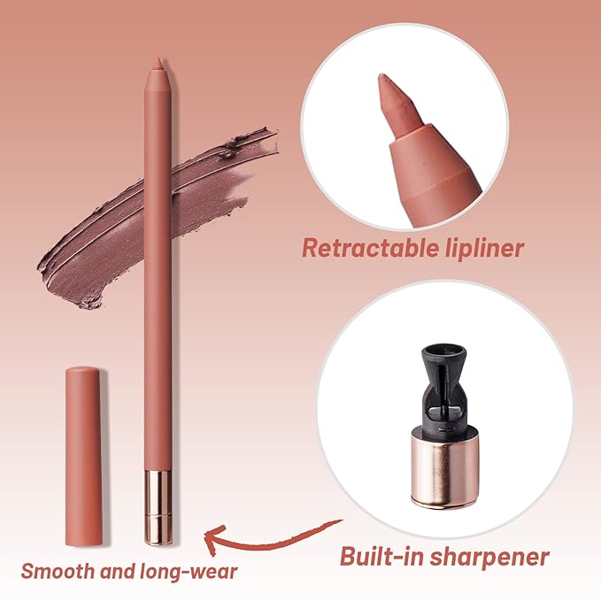 Red Lip Liner Pencil, Waterproof Lip Liner Red with Built-in Sharpener, Highly Pigmented Lipliner for Wonen, Creamy Slide Lip Filler Pencil for Plumping Lip, Longwear (Damn Hot)