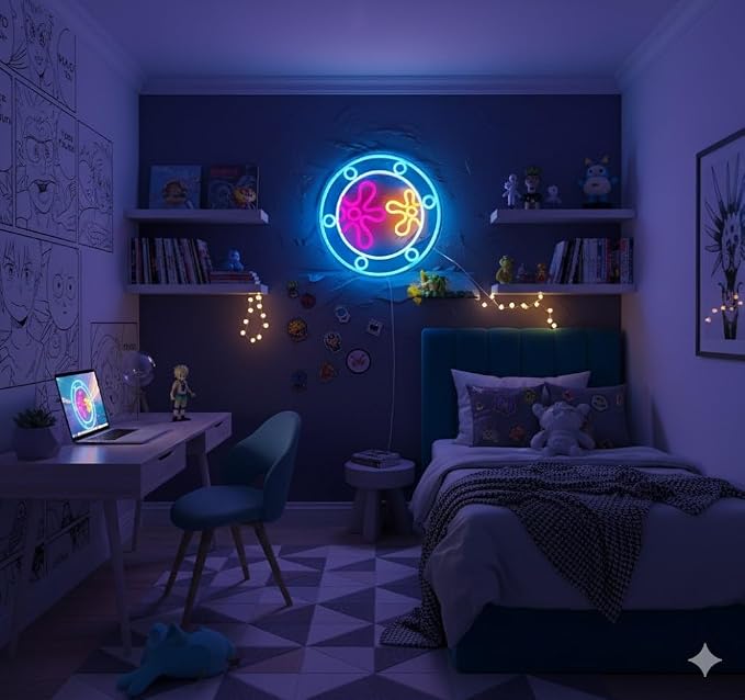 manimo Ocean World Porthole Neon Lights, LED Under Sea Porthole Neon Signs for Wall Decor,USB Night Light for Game Room Bedroom Birthday Wedding Party Gifts(13.3 * 13.3in)