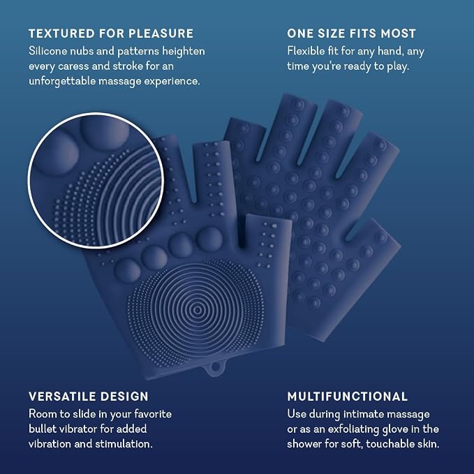 Pure Romance in Good Hands | Double-Sided Silicone Massage Gloves for Hands | Drive Them Wild with Textured Massage Tools for Back and Neck Stimulation