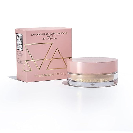 The Good Mineral Loves-You-Back 3in1 Mineral Powder Foundation (BEIGE 2) | Designed for Rosacea, Acne-Prone, Sensitive Skin | 3IN1 - Concealer, Powder and Foundation | Natural + Lightweight Coverage