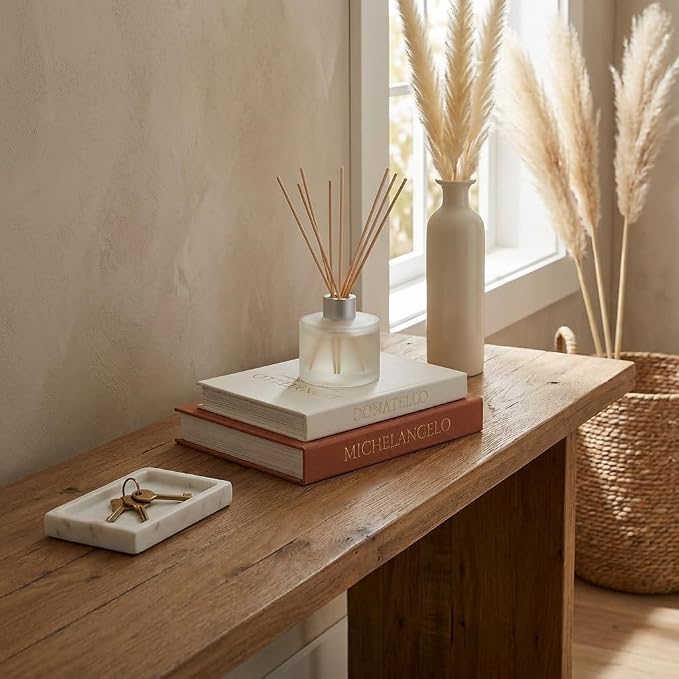 Aesthetic Faux Books for Home Decor (Set of 2) - Decorative Book Boxes with Hidden Storage - Ideal for Coffee Table, Living Room, Entryway & Bookshelf - Beige/Terracotta Linen