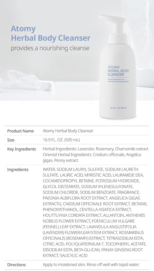 Atomy Herbal Body Cleanser Herbal Body Care with Full of Fresh Oriental Herb - 16.9 Fl Oz