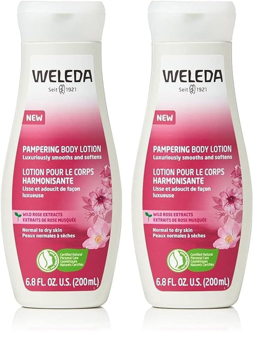 Weleda Pampering Wild Rose Body Lotion, Plant Rich Moisturizer with Wild Rose Oil, Jojoba Oil and Shea Butter, 6.8 Fl Oz (Pack of 2)