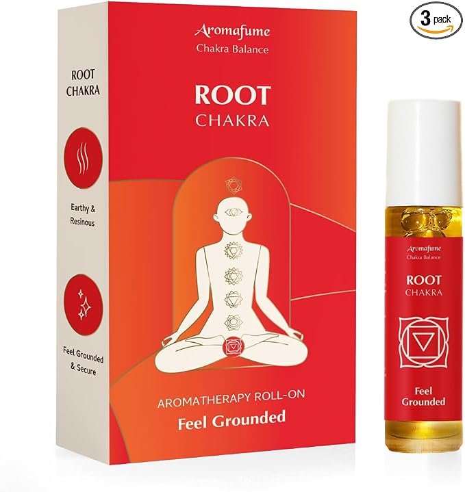 Frankincense & Patchouli Root Chakra Essential Oil Roll-On Blend | 10ml | Travel Size | Aromatherapy for Chakra Balance | Ideal for Meditation, Yoga | 100% Natural, Non-Toxic by Aromafume